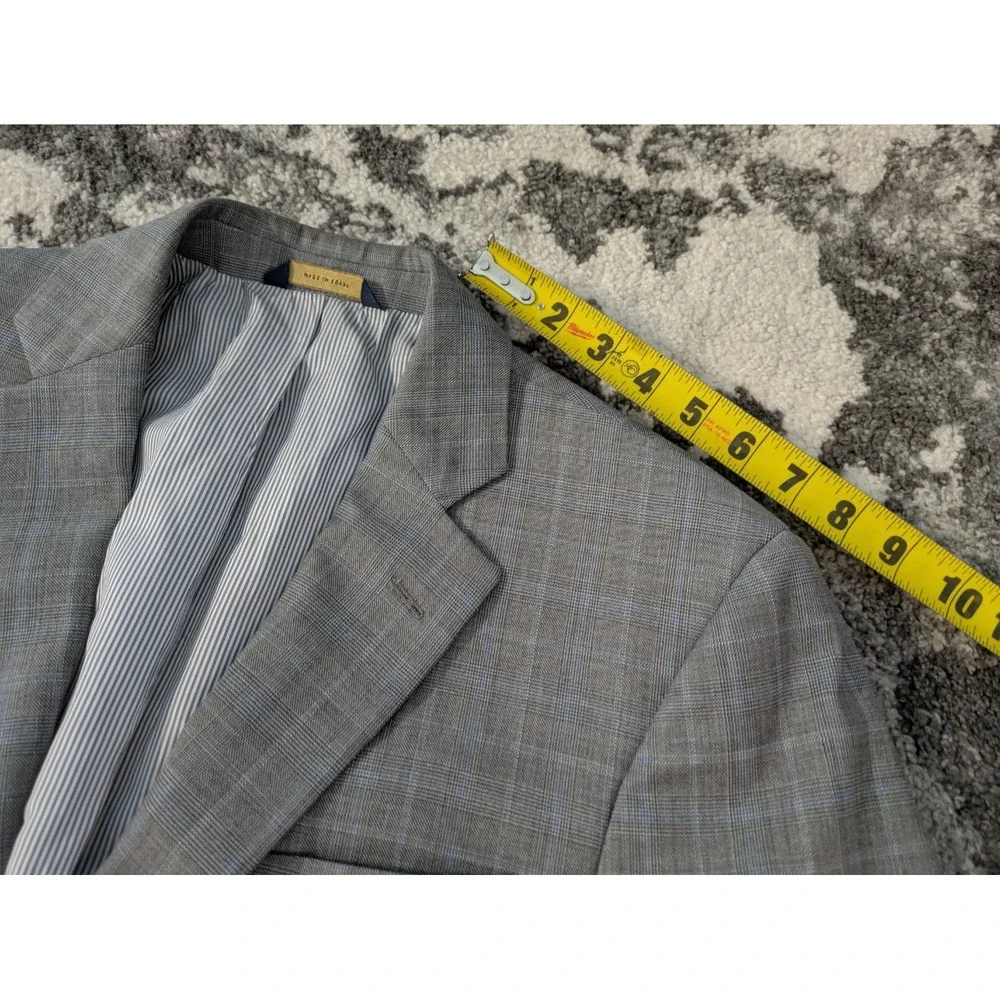 BROOKS BROTHERS Gray Blue Plaid Wool Blend Explorer Fitzgerald Blazer Jacket 40R - Picture 8 of 12